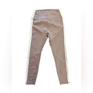 Wilo The Label High-Rise Taupe Leggings with Cream Side Stripe